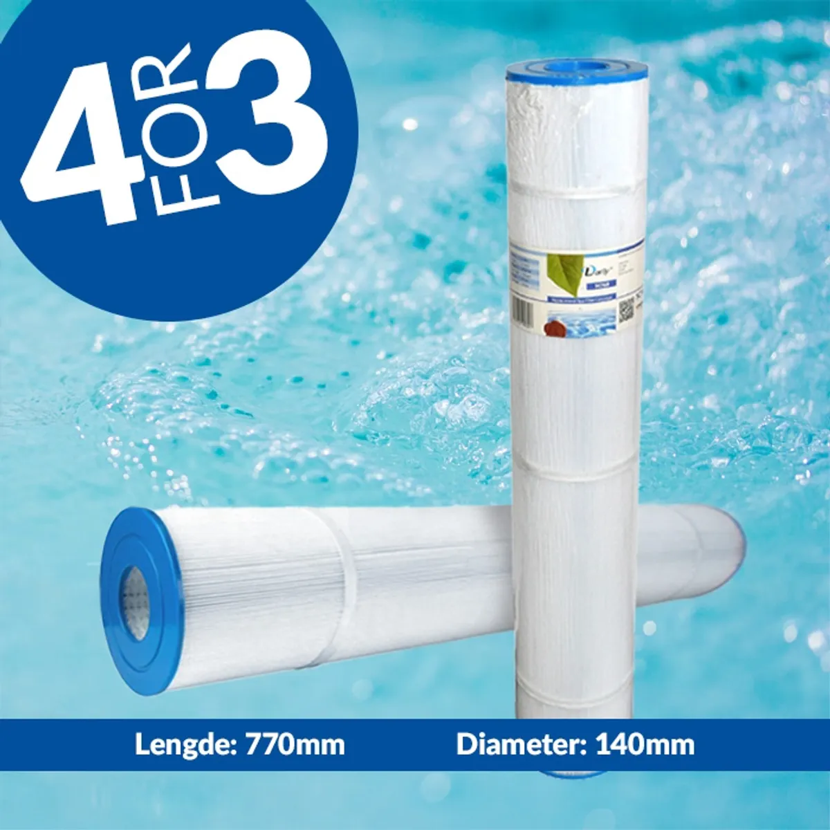 Spa filter 120 sq. ft. u/ gjenger, vaskbart (4pk - spar 25%)