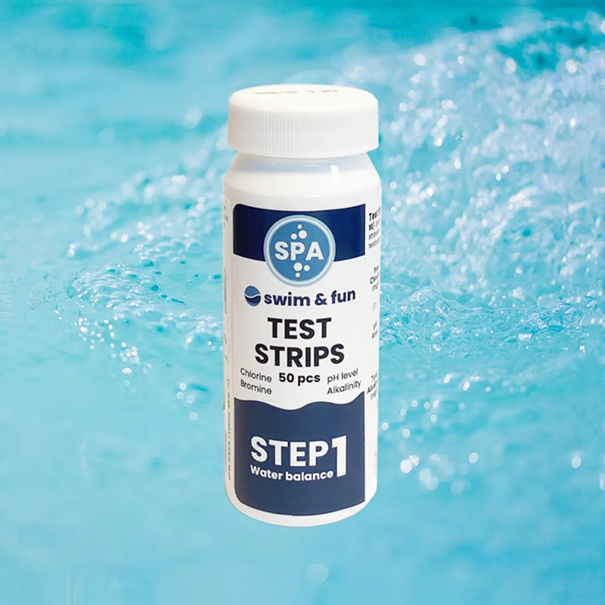 S&F Spa Teststrips (pH / klor / bromin / alkalinitet), 50 stk