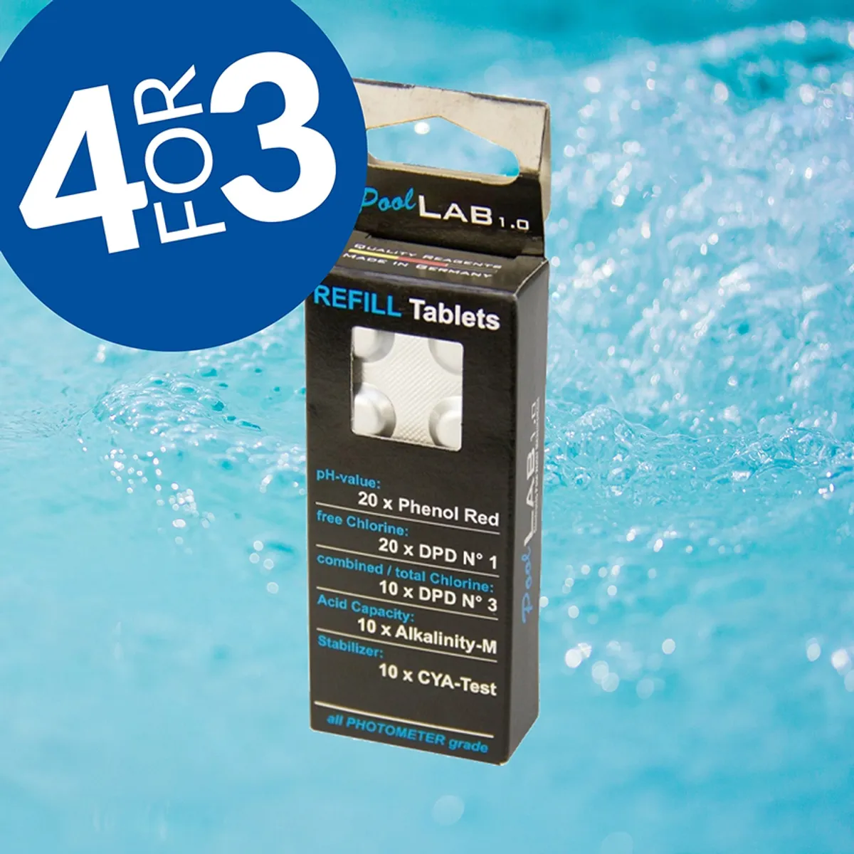 Refill sett til Pool Lab og Scuba II - 4pk